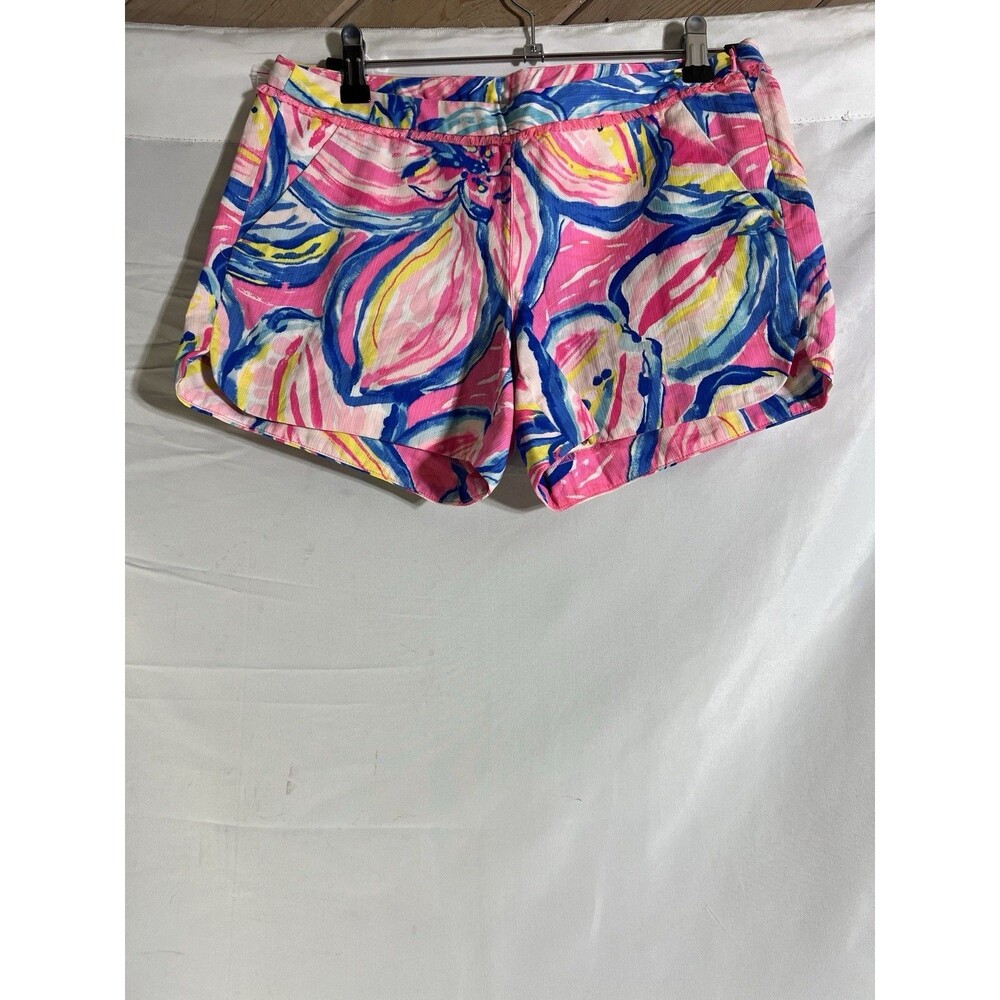 Lilly Pulitzer Adie Shorts Women's 2 Pink Blue Yellow Sunset Floral